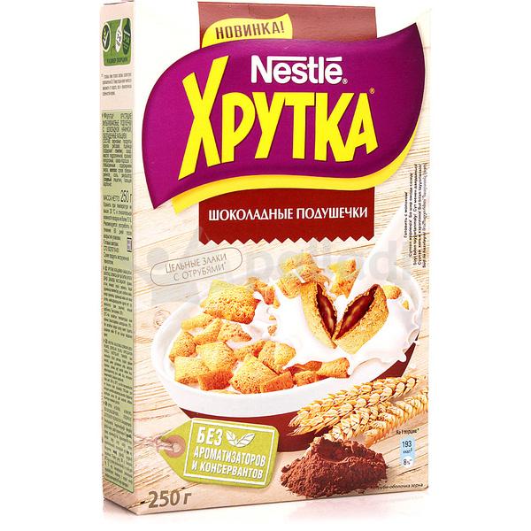 Готовые завтраки подушечки. Nestle Хрутка шоколадные подушечки. Хрутка 250. Подушечки Хрутка 250г к/у шоколадные. Хрутка 250г.